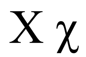Letras griegas Ji, mayúscula y minúscula